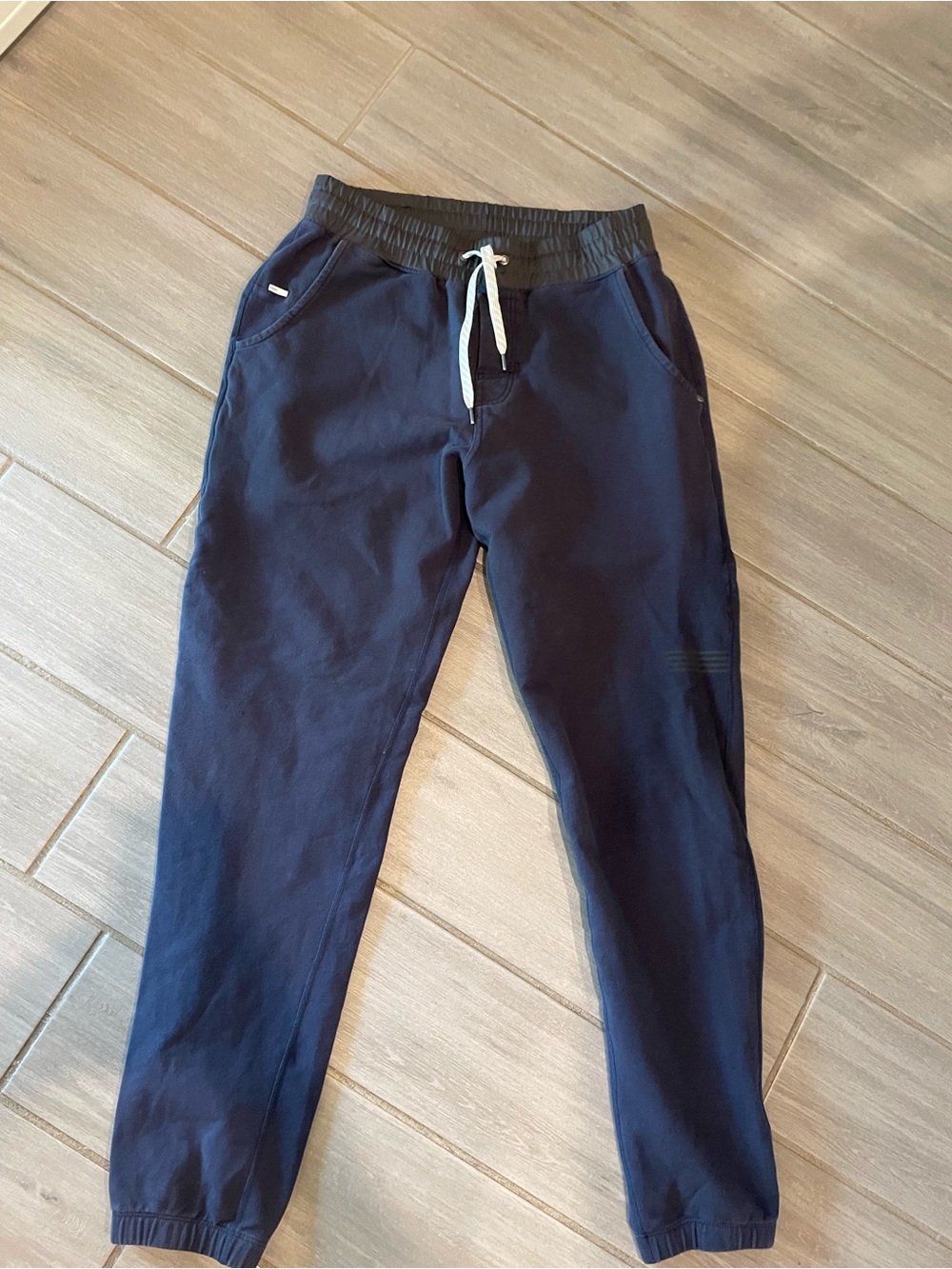 Vuori Dark Blue Jogger Pants with White Drawstring